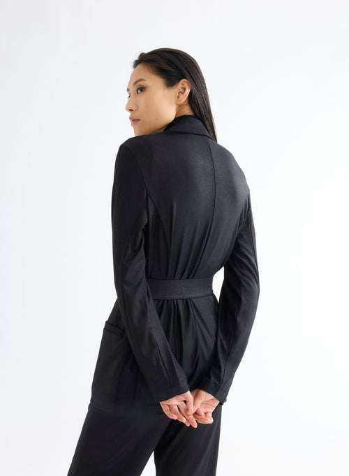 Veste Noir Manches Longues en Viscose et Élasthanne - MAJESTIC FILATURES