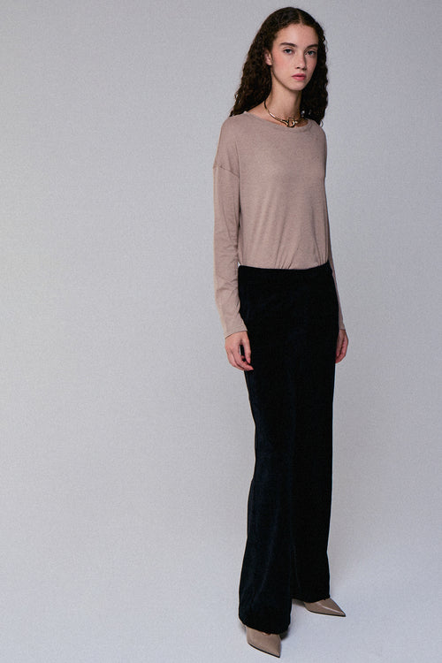 Pantalon Noir Droit en Velours - MAJESTIC FILATURES