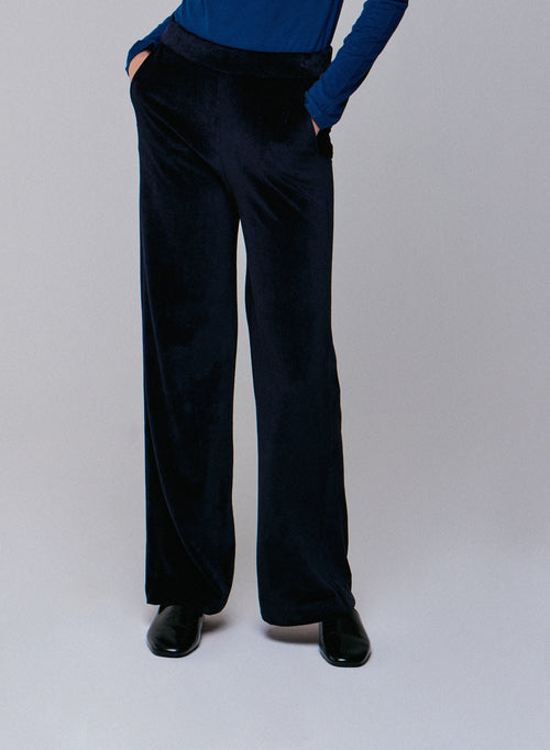 Pantalon Marine Droit en Velours - MAJESTIC FILATURES