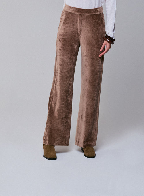 Beige pants in organic cotton / modal / elastane - MAJESTIC FILATURES