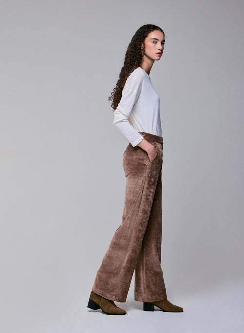 Beige pants in organic cotton / modal / elastane - MAJESTIC FILATURES