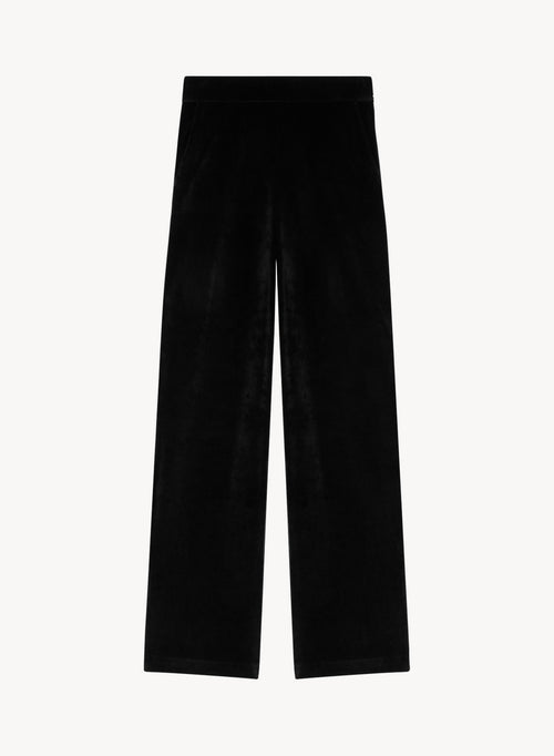 Black Straight Velvet Pants - MAJESTIC FILATURES