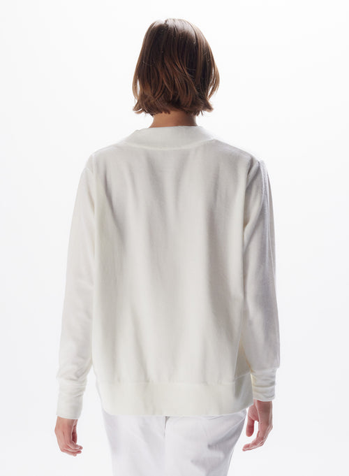 "Cotton / Modal V-neck Velvet Sweatshirt" - MAJESTIC FILATURES