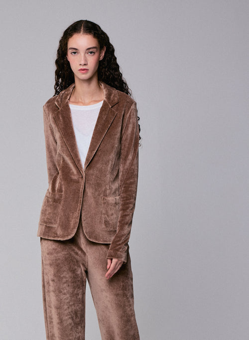 Beige Jacke Langarmjacke aus Bio-Baumwolle / Modal / Elasthan - MAJESTIC FILATURES