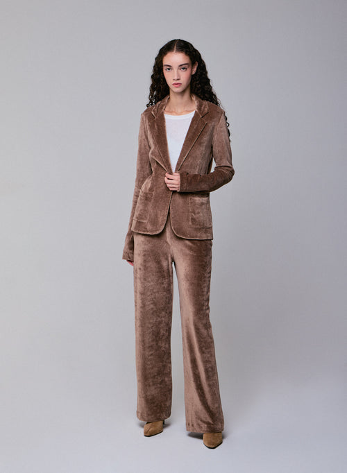 Beige pants in organic cotton / modal / elastane - MAJESTIC FILATURES