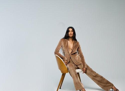 Beige Jacke Langarmjacke aus Bio-Baumwolle / Modal / Elasthan - MAJESTIC FILATURES