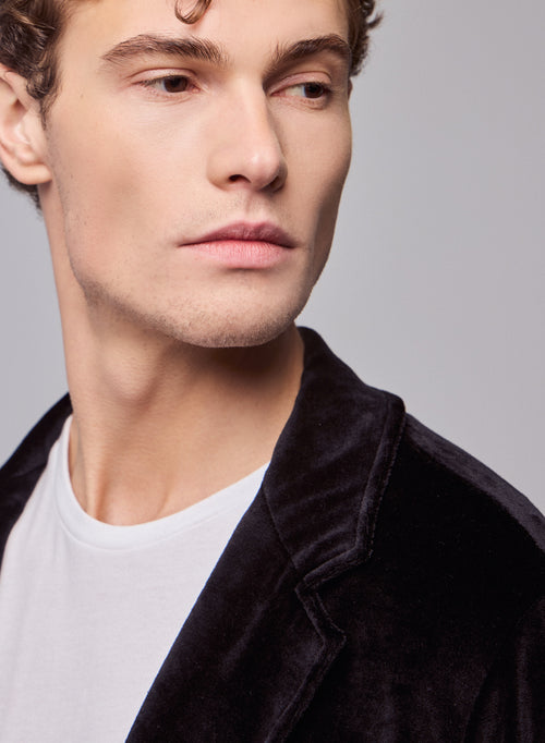 Chaqueta negra Chaqueta de manga larga en algodón orgánico / modal / elastano - MAJESTIC FILATURES