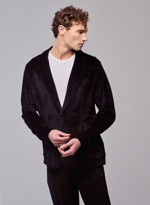 Chaqueta negra Chaqueta de manga larga en algodón orgánico / modal / elastano - MAJESTIC FILATURES