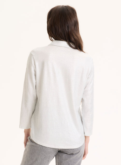 Silver Linen Three-quarter Sleeve Shirt - MAJESTIC FILATURES