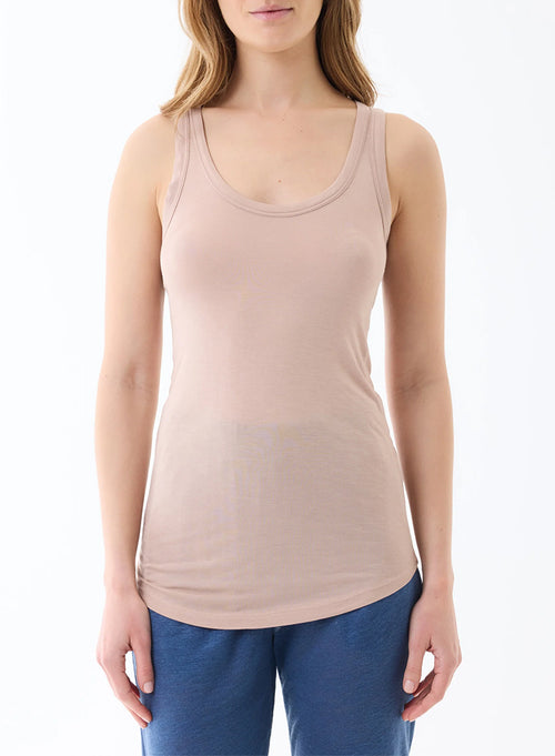 Tea Rose Sleeveless U-Neck Tank Top - MAJESTIC FILATURES