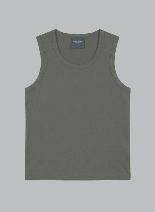 Round-Neck Cotton / Elastane Tank Top in Jungle - MAJESTIC FILATURES
