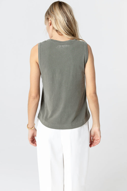 Round-Neck Cotton / Elastane Tank Top in Jungle - MAJESTIC FILATURES