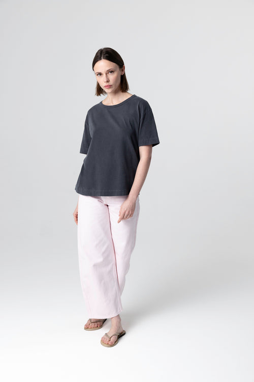 T-shirt Noir Col Rond Manches Courtes en Coton / Elasthanne - MAJESTIC FILATURES