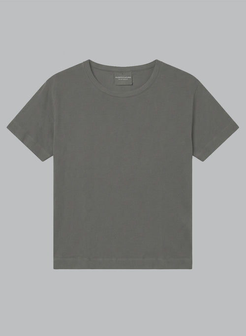 Dark Green Round-Neck Short-Sleeve T-Shirt in Cotton / Elastane - MAJESTIC FILATURES