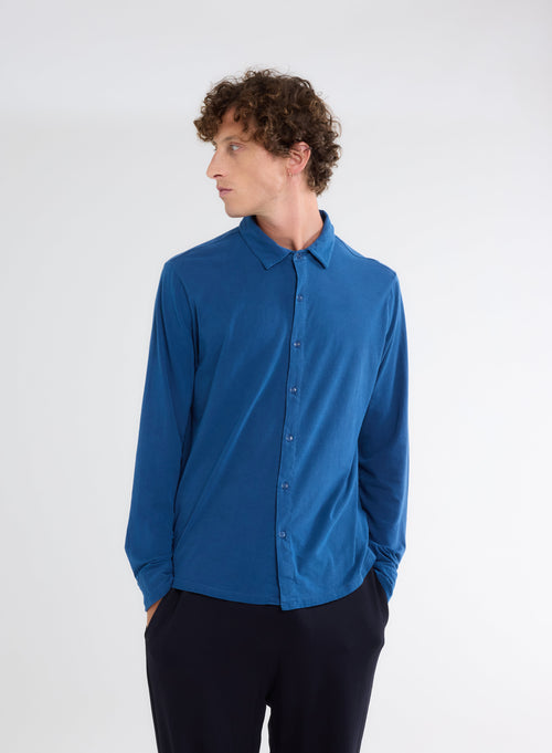 Chemise Bleue Manches Longues - MAJESTIC FILATURES