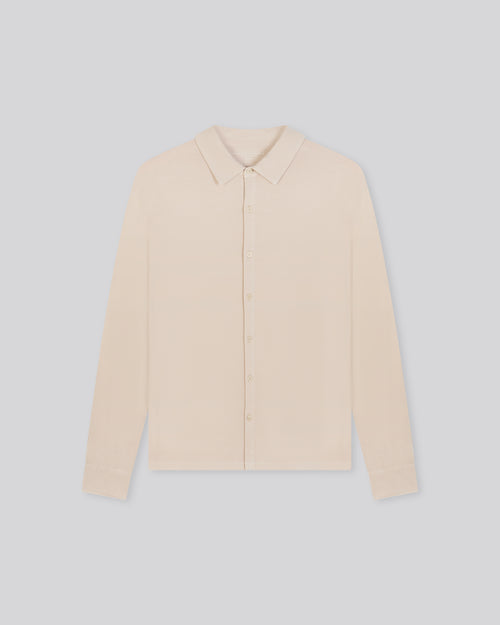 Beige Shirt Long Sleeve Shirt in Organic Cotton / Elastane - MAJESTIC FILATURES