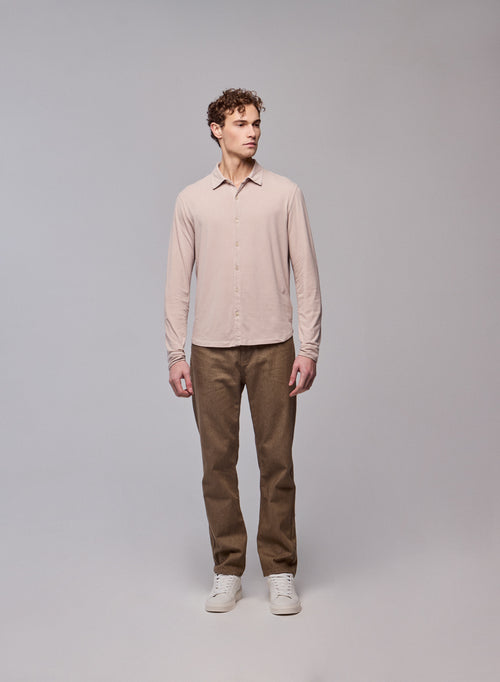 Beige Shirt Long Sleeve Shirt in Organic Cotton / Elastane - MAJESTIC FILATURES