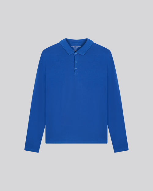 Polo Bleu Polo Manches Longues en Coton / Elasthanne - MAJESTIC FILATURES
