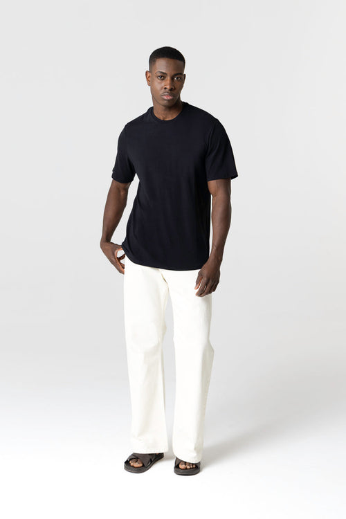 T-Shirt mit Rundhalsausschnitt und kurzen Ärmeln aus Baumwolle / Elasthan - MAJESTIC FILATURES