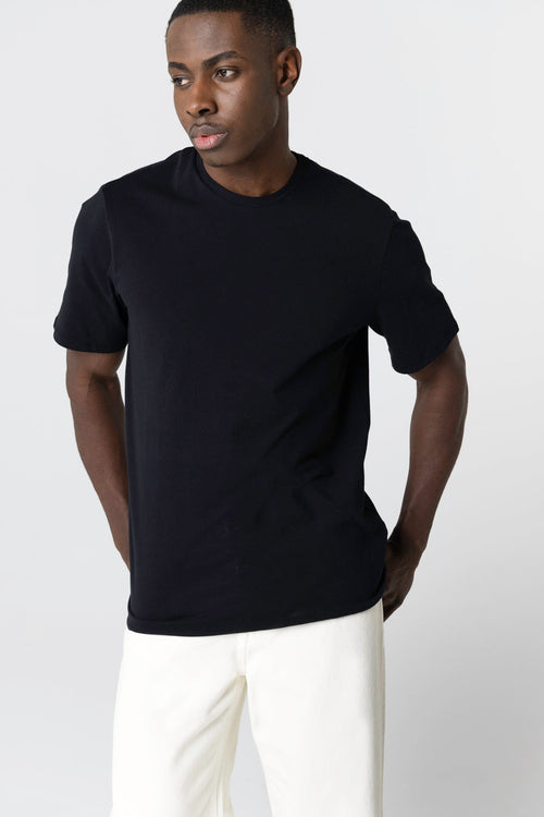 Black Harold short-sleeved round-neck T-shirt in organic cotton - MAJESTIC FILATURES