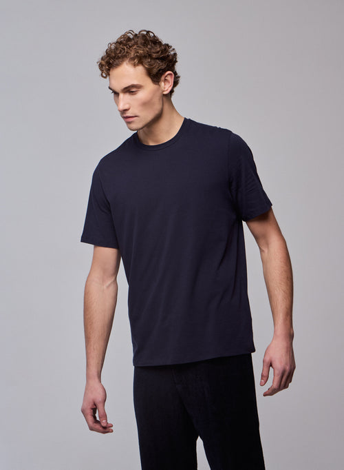 Marine Harold short-sleeved round-neck T-shirt in organic cotton - MAJESTIC FILATURES