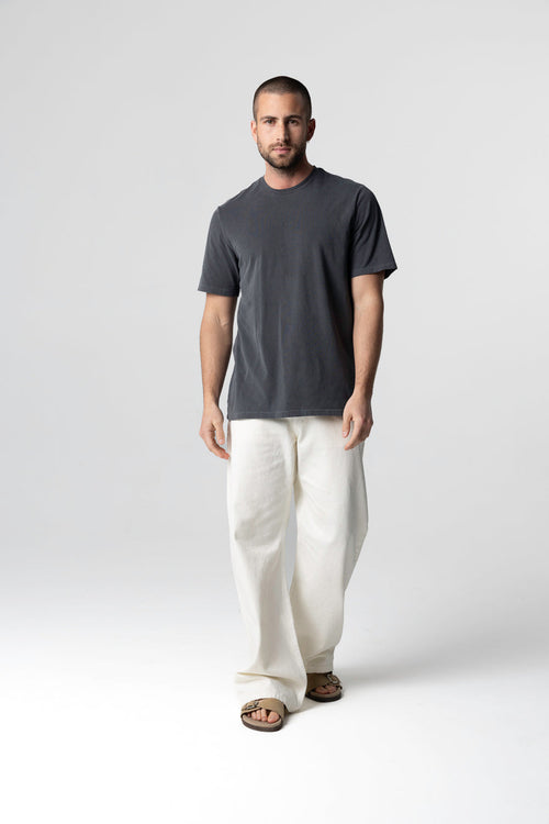 T-Shirt mit Rundhalsausschnitt und kurzen Ärmeln aus Bio-Baumwolle / Elasthan in Meise - MAJESTIC FILATURES