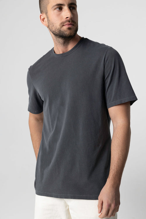 T-Shirt mit Rundhalsausschnitt und kurzen Ärmeln aus Bio-Baumwolle / Elasthan in Meise - MAJESTIC FILATURES