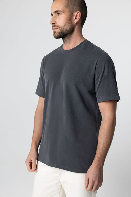 T-Shirt mit Rundhalsausschnitt und kurzen Ärmeln aus Bio-Baumwolle / Elasthan in Meise - MAJESTIC FILATURES