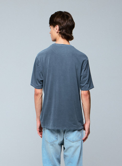Camiseta gris de manga corta con cuello redondo en algodón orgánico / elastano - MAJESTIC FILATURES