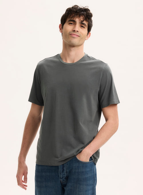 Blue Round Neck Long Sleeve T-shirt - MAJESTIC FILATURES