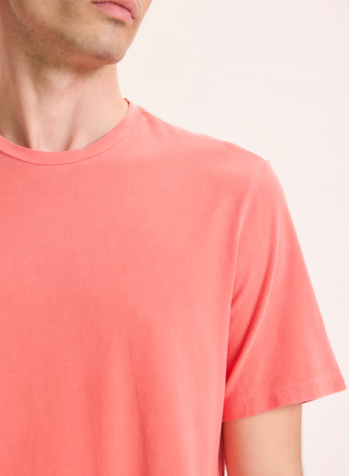 Orangefarbenes Kurzarm-T-Shirt mit Rundhalsausschnitt aus Bio-Baumwolle / Elasthan - MAJESTIC FILATURES