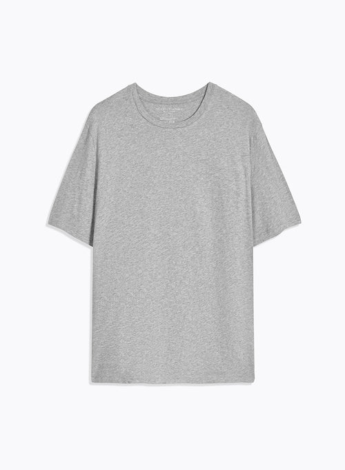 Camiseta gris de manga corta y cuello redondo en algodón orgánico / elastano - MAJESTIC FILATURES