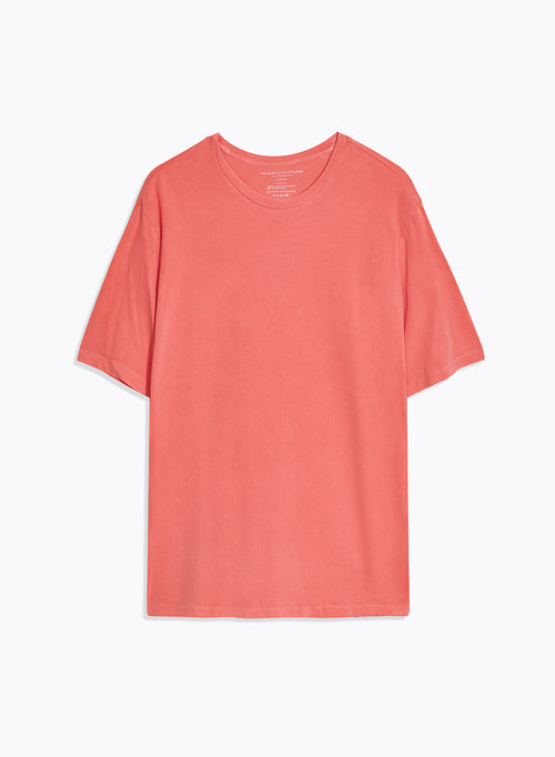 Orangefarbenes Kurzarm-T-Shirt mit Rundhalsausschnitt aus Bio-Baumwolle / Elasthan - MAJESTIC FILATURES