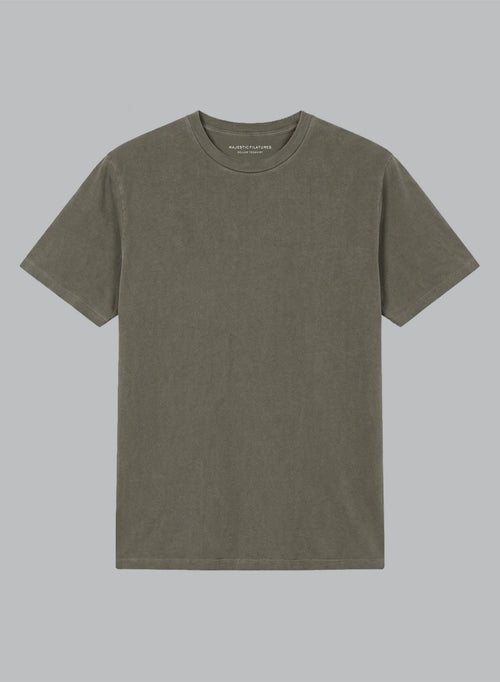 T-Shirt mit Rundhalsausschnitt und kurzen Ärmeln aus Bio-Baumwolle / Elasthan in Dschungel - MAJESTIC FILATURES