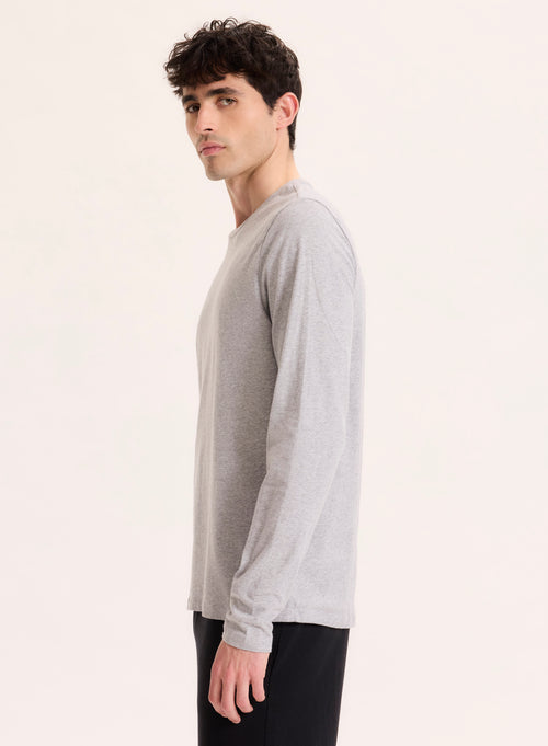 T-shirt Gris Col Rond Manches Longues en Coton organique / Elasthanne - MAJESTIC FILATURES