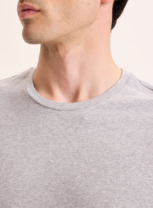T-shirt Gris Col Rond Manches Longues en Coton organique / Elasthanne - MAJESTIC FILATURES