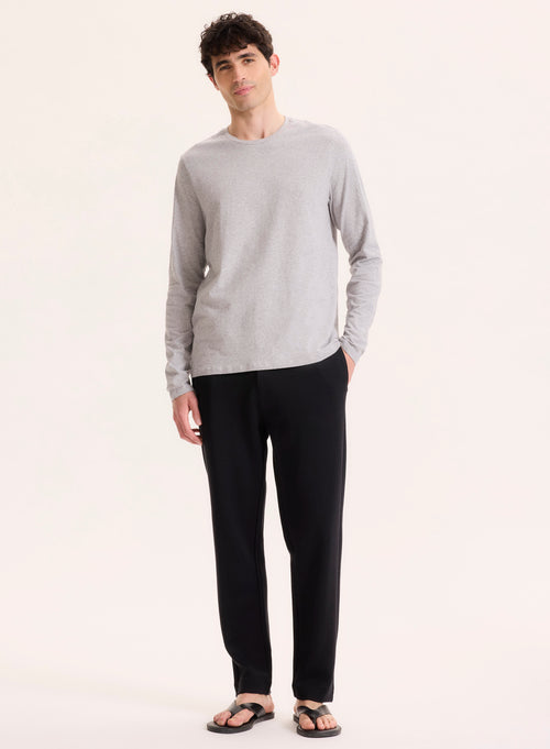 T-shirt Gris Col Rond Manches Longues en Coton organique / Elasthanne - MAJESTIC FILATURES
