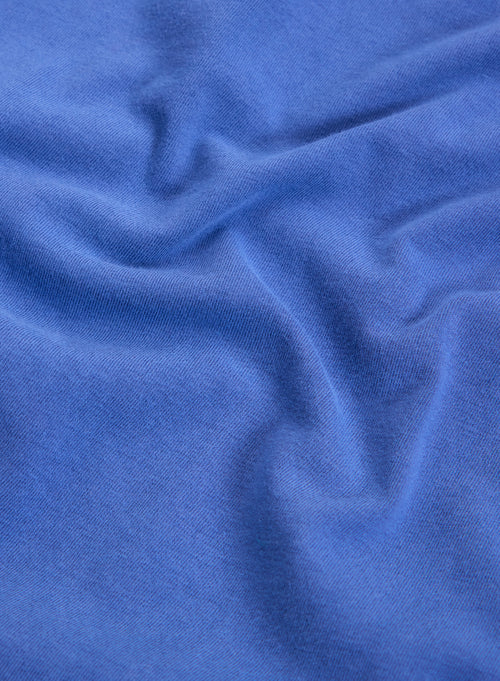Camiseta azul de manga larga con cuello redondo en algodón orgánico / elastano - MAJESTIC FILATURES