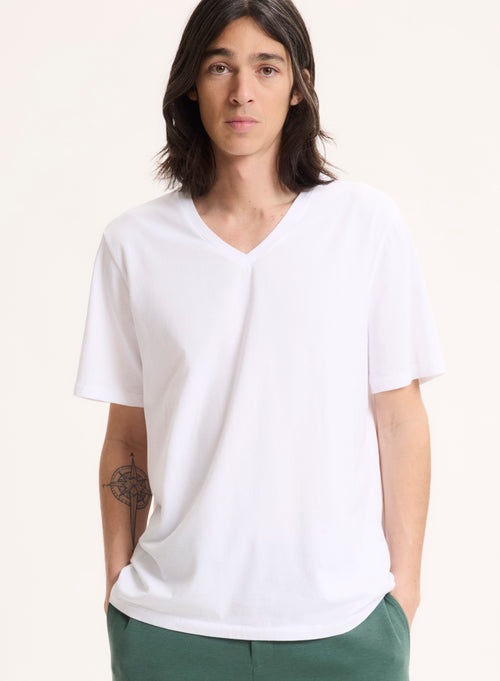 White Polo Collar Short Sleeves - MAJESTIC FILATURES