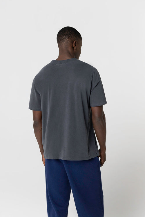 T-Shirt mit Rundhalsausschnitt und kurzen Ärmeln aus Bio-Baumwolle / Elasthan in Schwarz - MAJESTIC FILATURES