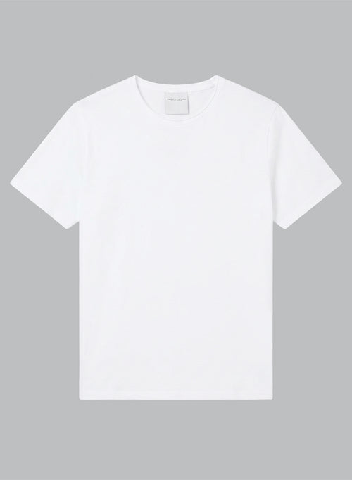 T-shirt Blanc Col Rond Manches Courtes en Coton Organique / Elasthanne - MAJESTIC FILATURES