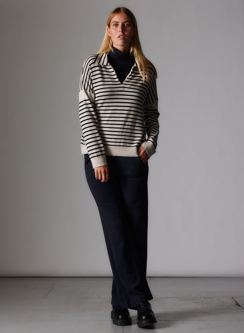 Pantalon Marine en Laine Merinos / Coton - MAJESTIC FILATURES