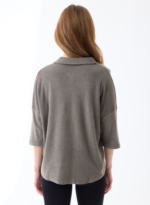Green Shirt with elbow sleeves in cotton / modal - MAJESTIC FILATURES