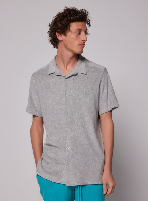 Short-sleeved V-neck T-shirt in Cotton / Elastane - MAJESTIC FILATURES