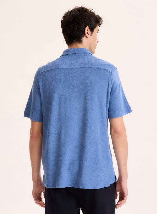 Chemise Bleu Col Chemise Manches Courtes en Coton organique / Modal - MAJESTIC FILATURES