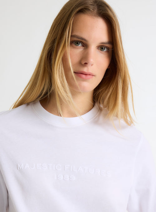 White T-shirt Round Neck Short Sleeve Organic Cotton / Recycled Cotton - MAJESTIC FILATURES
