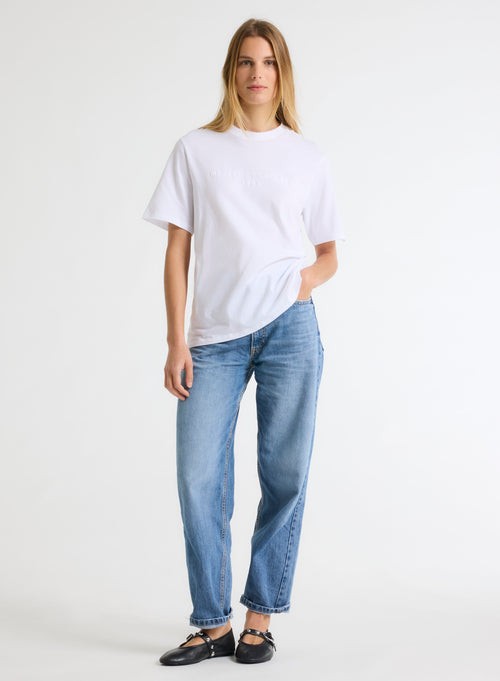 White T-shirt Round Neck Short Sleeve Organic Cotton / Recycled Cotton - MAJESTIC FILATURES