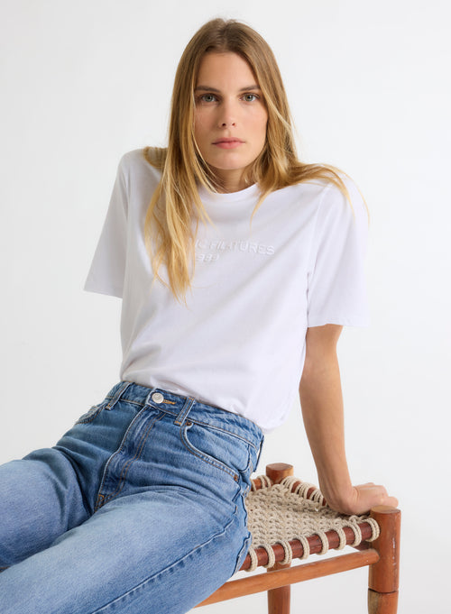 White T-shirt Round Neck Short Sleeve Organic Cotton / Recycled Cotton - MAJESTIC FILATURES