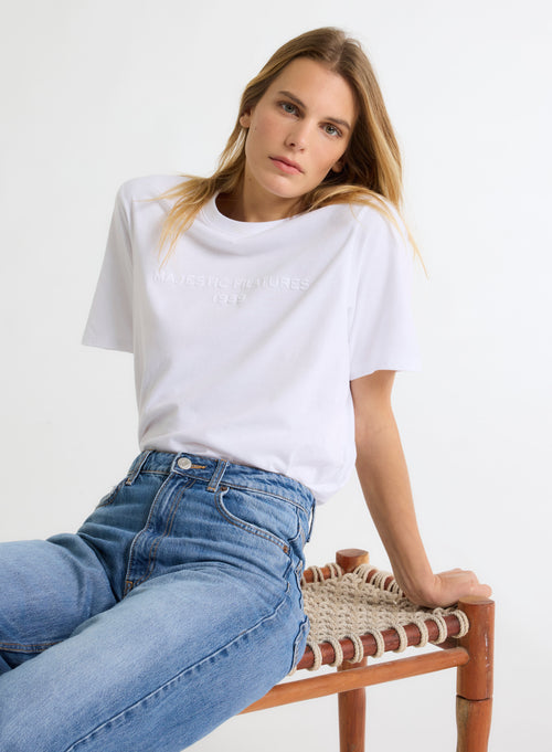 White T-shirt Round Neck Short Sleeve Organic Cotton / Recycled Cotton - MAJESTIC FILATURES