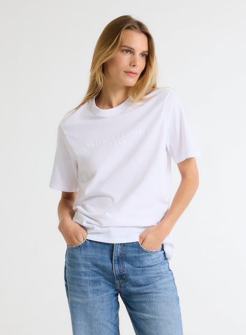 White T-shirt Round Neck Short Sleeve Organic Cotton / Recycled Cotton - MAJESTIC FILATURES